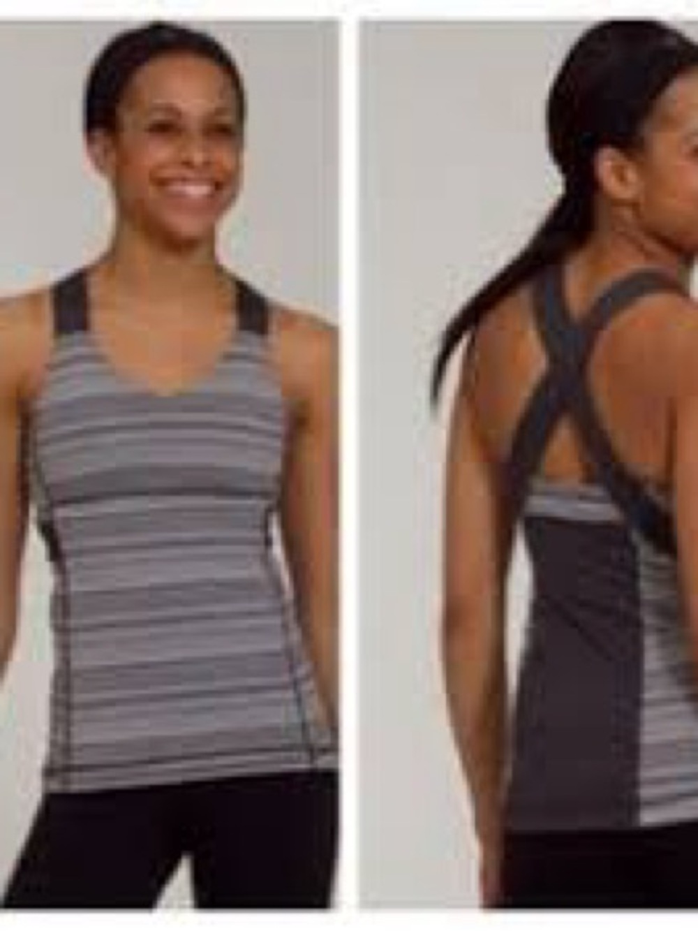 Lululemon Push Your Limits Tank Top Heathered Gray Striped Racerback Size 12